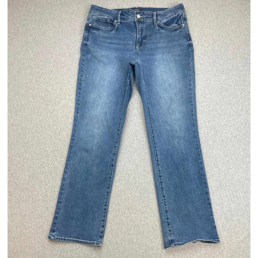 NYDJ Jeans Women 12 Blue Denim Cotton Blend Stretch Marilyn‎ Straight